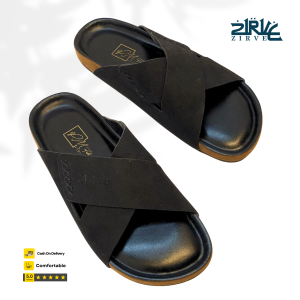 crossed-strap or X-strap black sandal for man